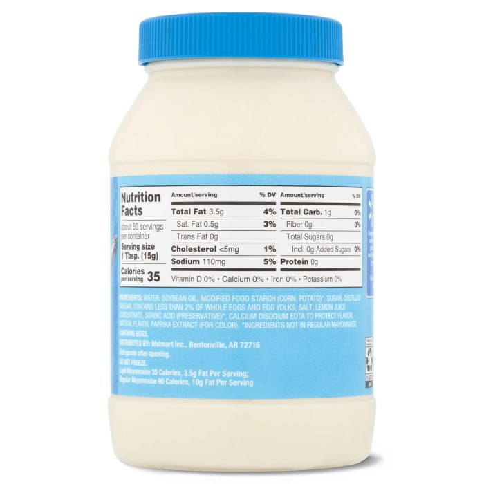 Lite mayonnaise nutrition facts