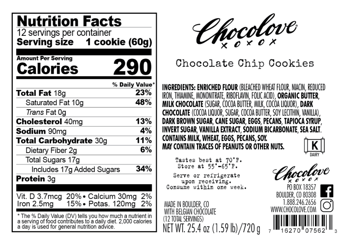 Chocolate chip cookies nutrition facts