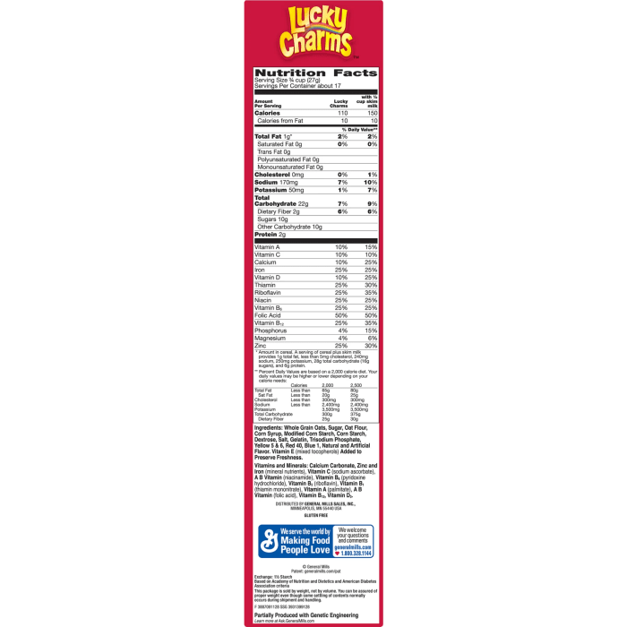 Lucky charms cereal nutrition facts