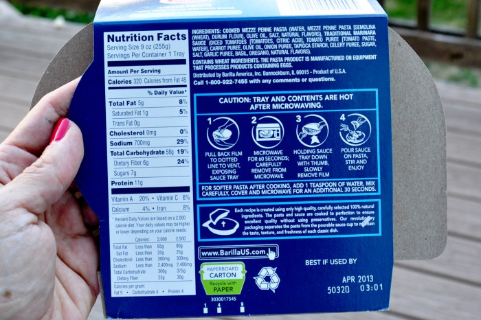 Barilla pasta nutrition facts